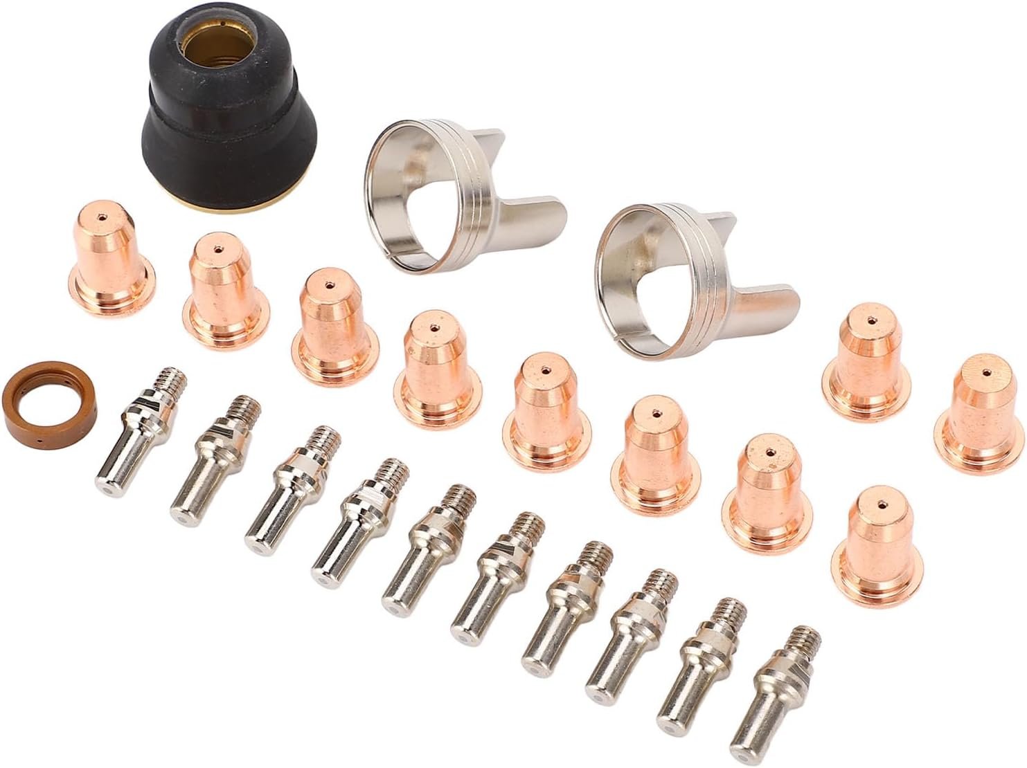 24 PCS Plasma Cutter Tip Electrode Nozzle Bracket Cover Set Brass Zinc Alloy Stainless Steel Material for CUT 55DS Pro CUT 65DS Plasma Cutter Accessories