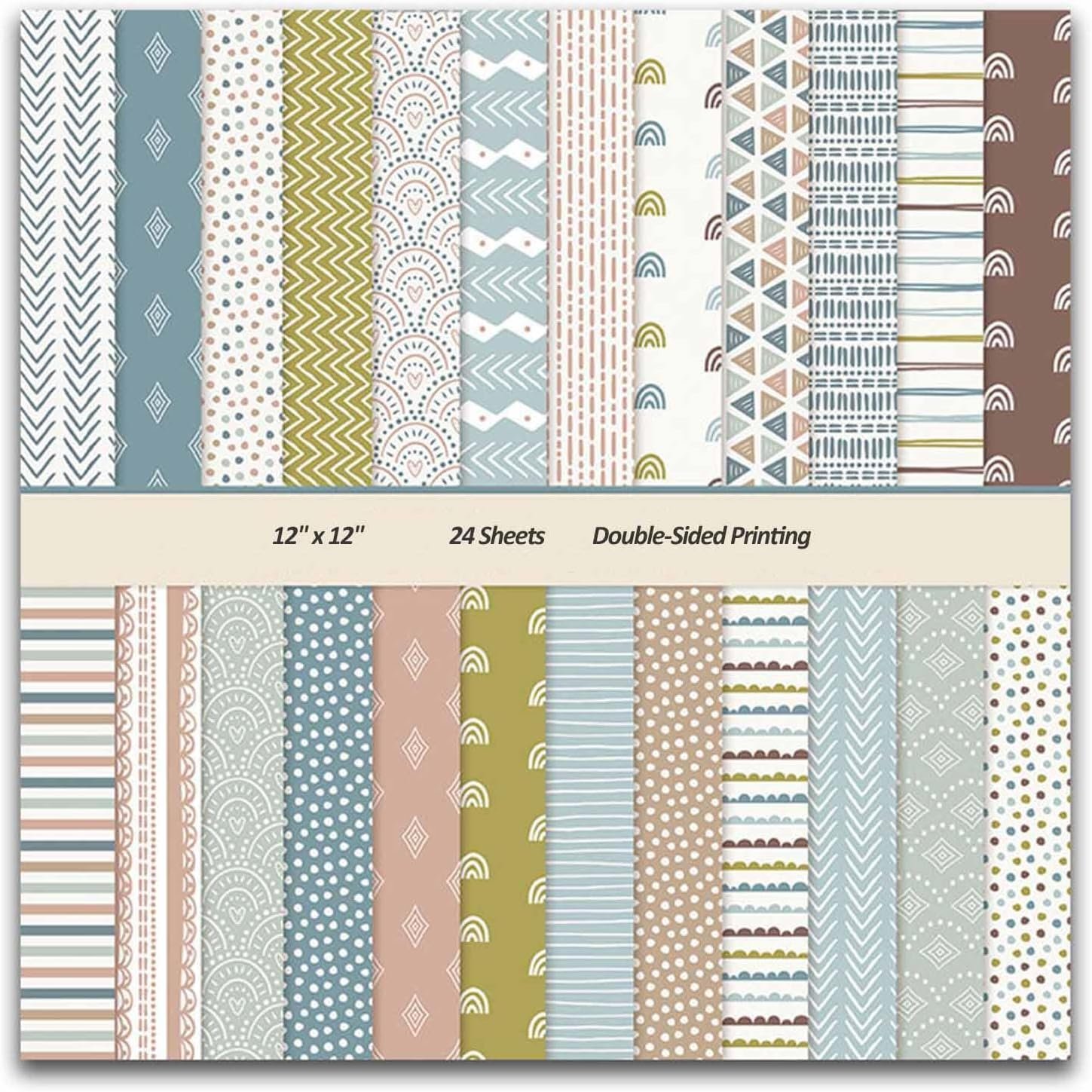 Scrapbook Paper Pads 12x12 Decorative Craft Paper, MIATTCLD 24 Sheets Double-Sided Vintage Cardstock Papers, Colored Patterned Papers Pack