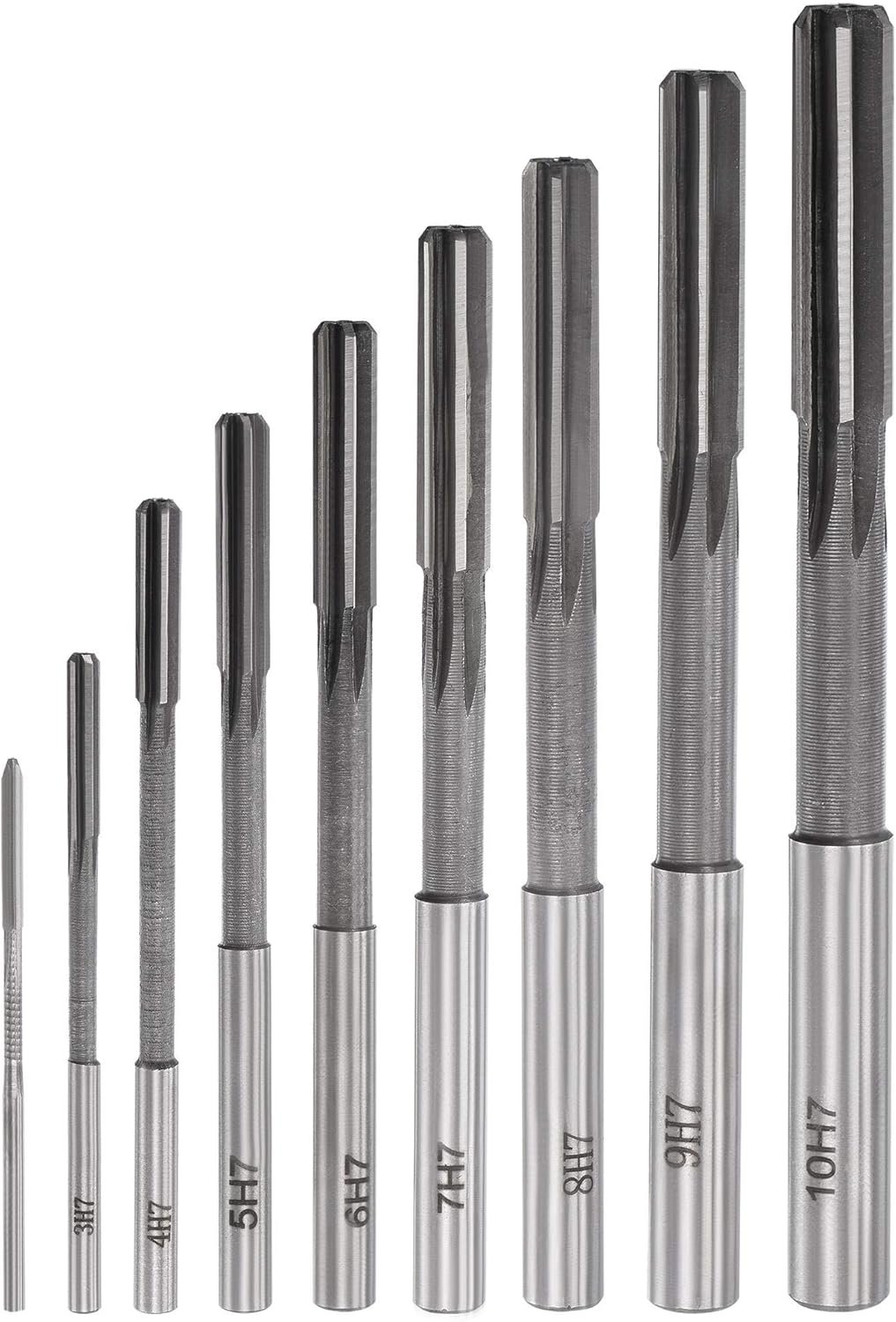 uxcell Chucking Reamer Set Lathe Machine Reamer Straight Flute Milling Cutter High Speed Steel H7 Tolerance (2mm 3mm 4mm 5mm 6mm 7mm 8mm 9mm 10mm) 9pcs
