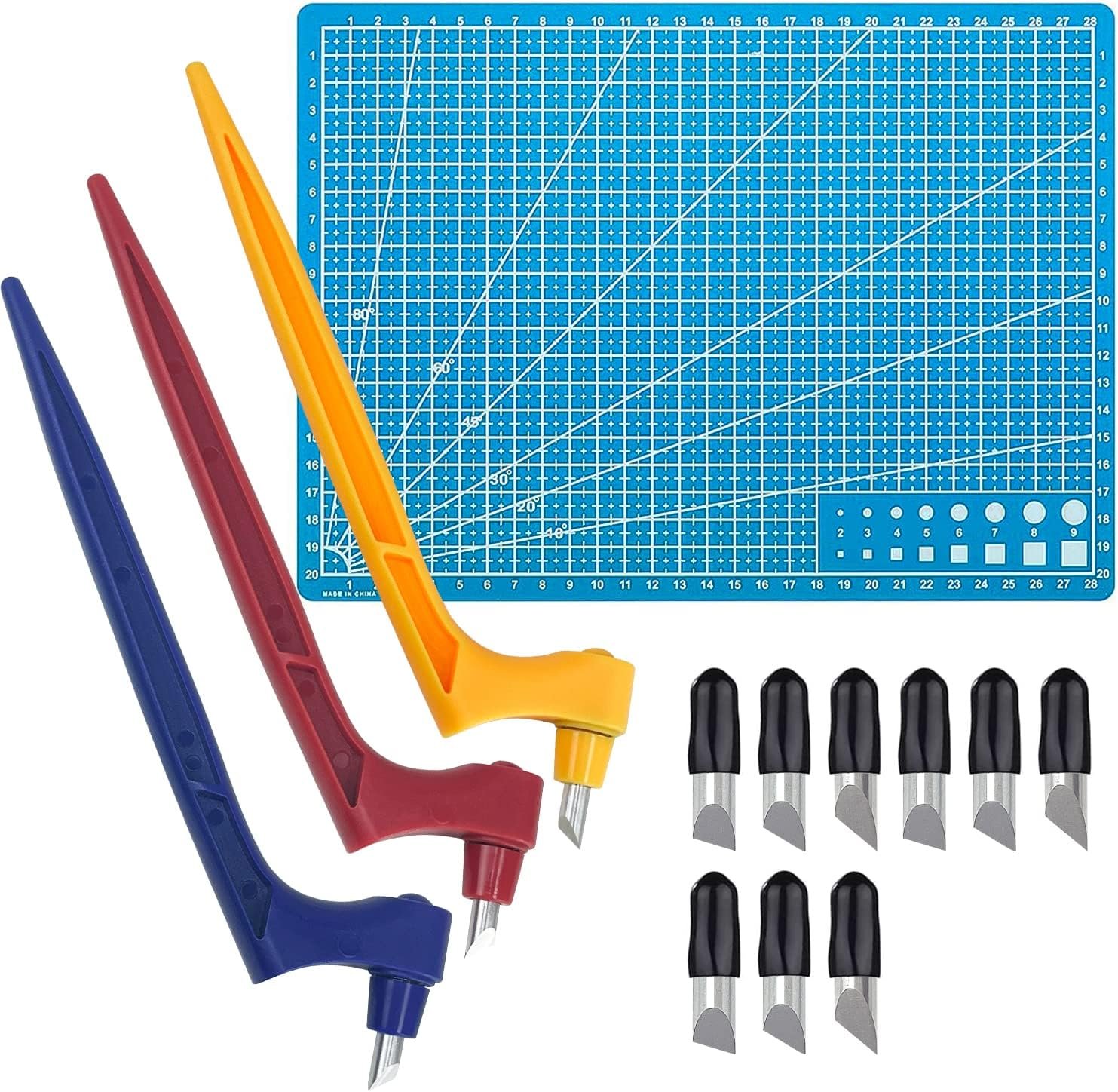 Sutekus 13pcs Craft Cutting Tools Set, 360° Rotating Art Cutting Tools with Replacement Blade and Cutting Mat for DIY Craft, Graphic Design, Scrapbooking